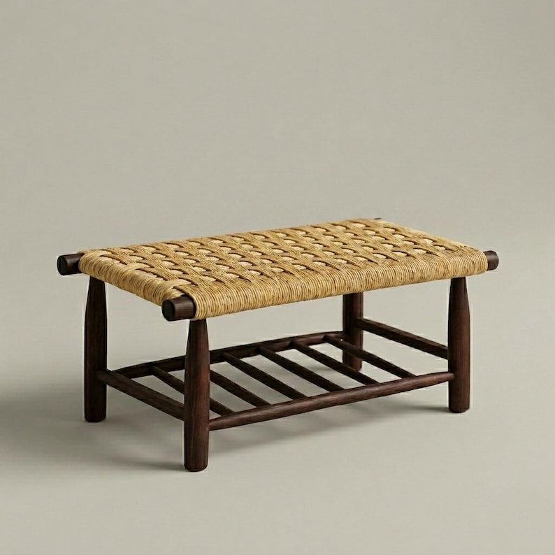 Woven Bench – Handwoven Palm Leaf Bench, AZRIVA