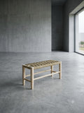 Handwoven Woven Wicker & Wood Artisanal Bench
