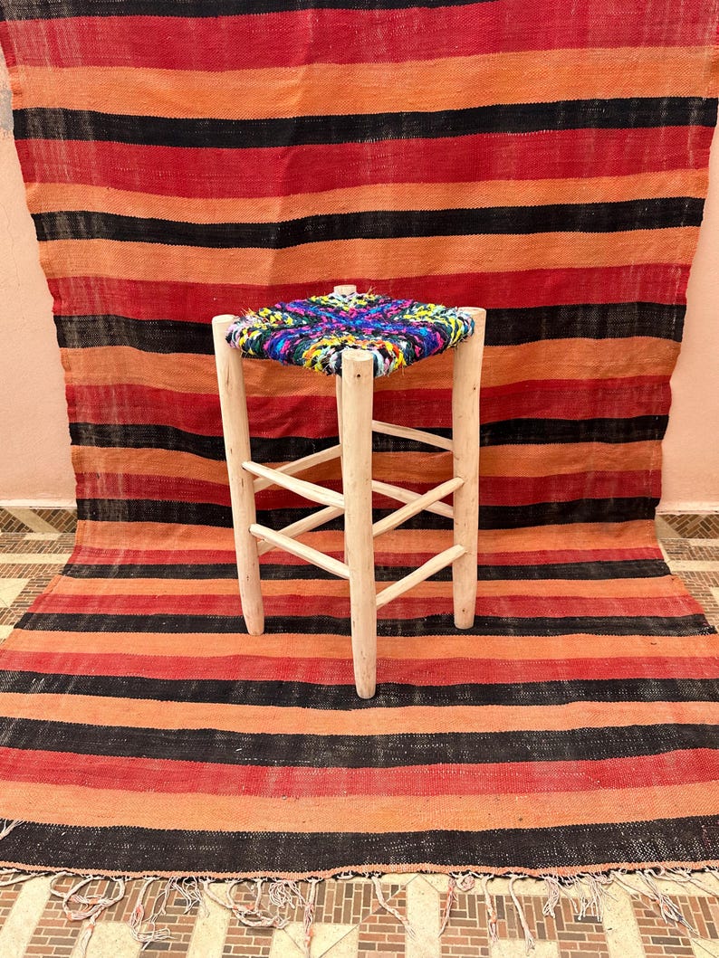 Tabouret de bar marocain tressé à la main AZRIVA