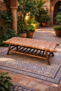 Handcrafted Natural Leather Woven Artisanal Bench