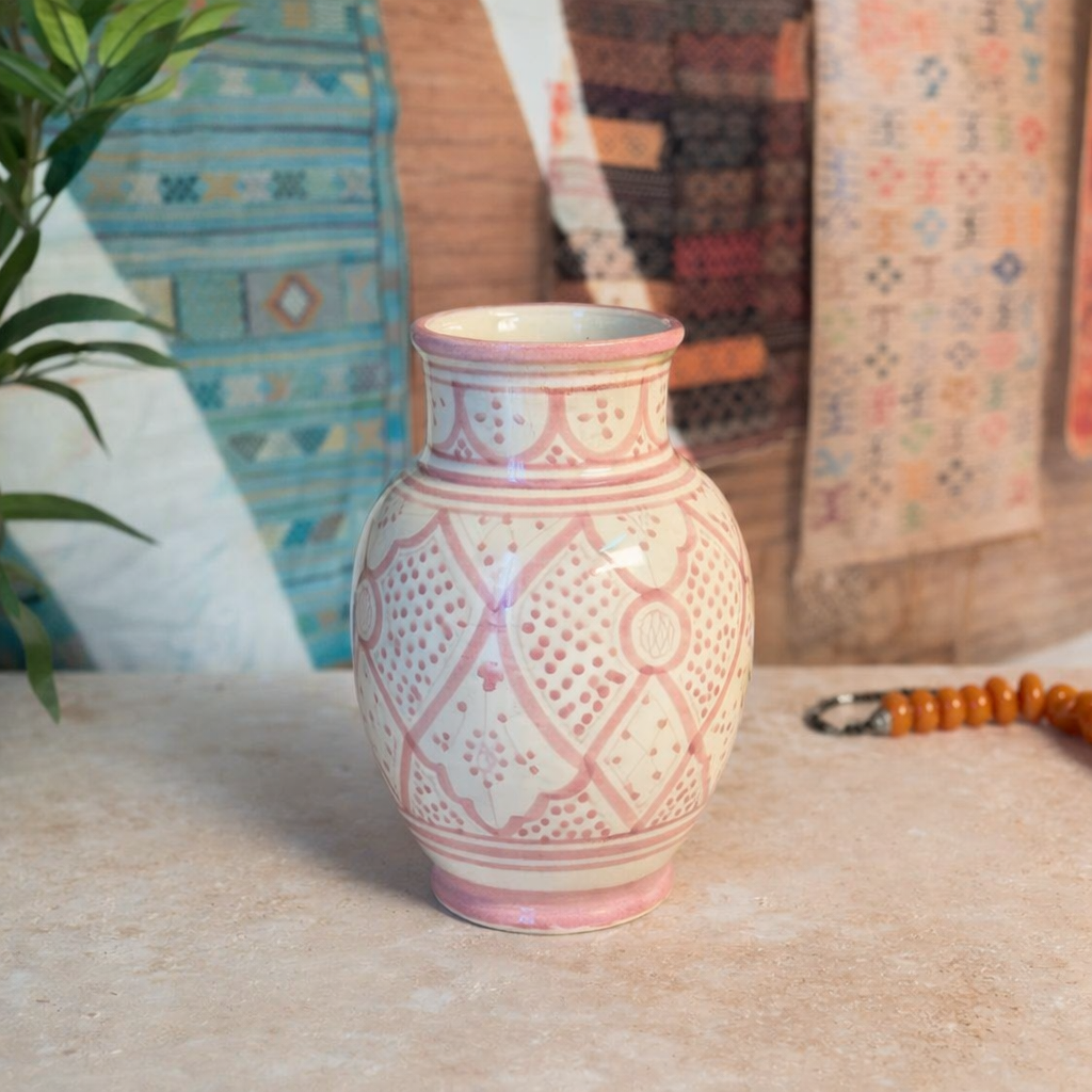 Handcrafted Kasbah Geometric Painted Ceramic Vase