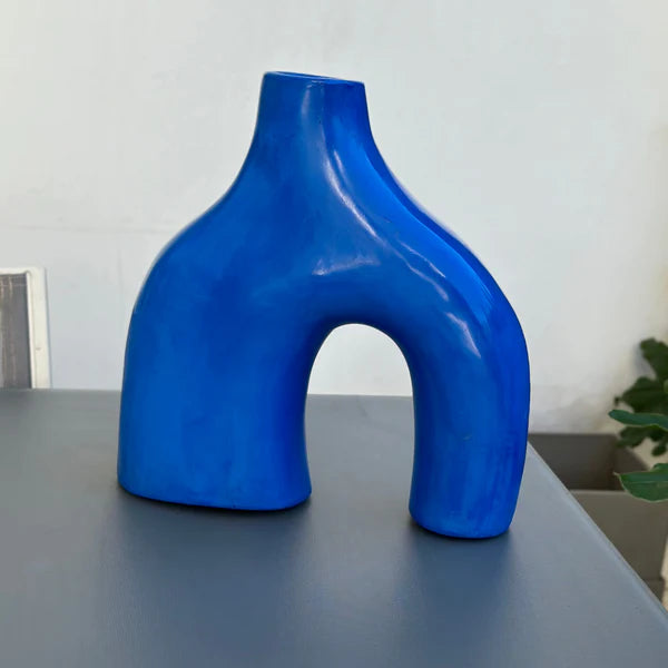 Azul Matte Handcrafted Openwork Ceramic Vase AZRIVA