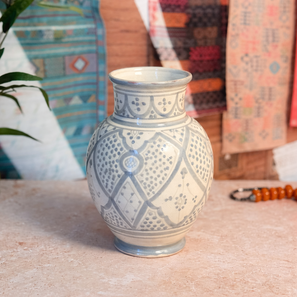 Handcrafted Kasbah Geometric Painted Ceramic Vase