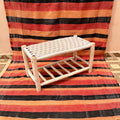 Handcrafted Wooden Entryway Bench with Woven White Cord Seat & Shoe Storage AZRIVA