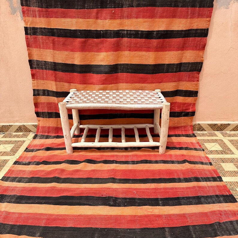 Handcrafted Wooden Entryway Bench with Woven White Cord Seat & Shoe Storage AZRIVA