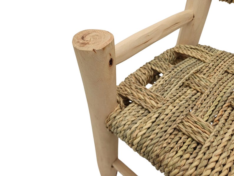 Handcrafted Wooden Kids Armchair with Woven Cord Seat & Backrest AZRIVA