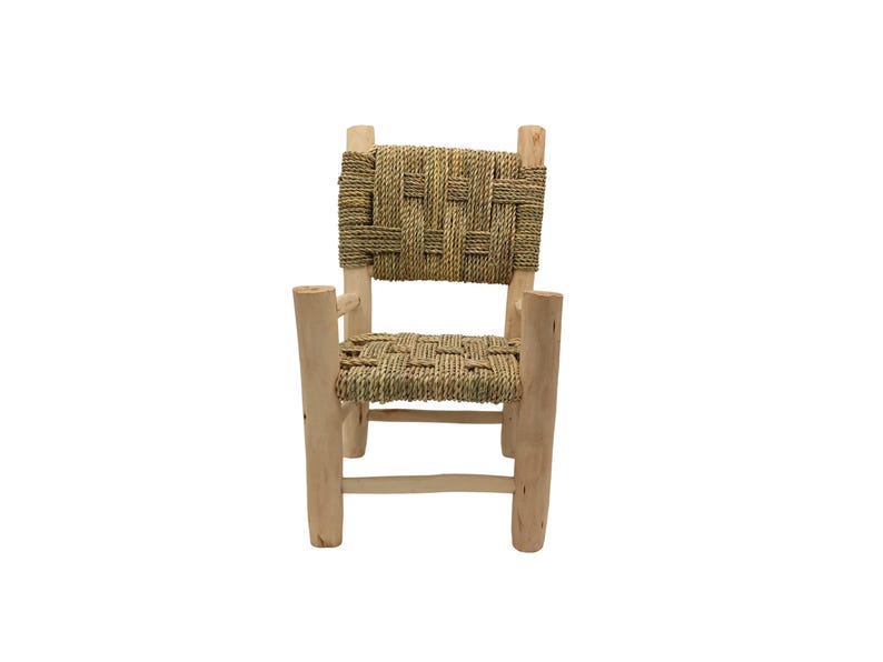 Handcrafted Wooden Kids Armchair with Woven Cord Seat & Backrest AZRIVA