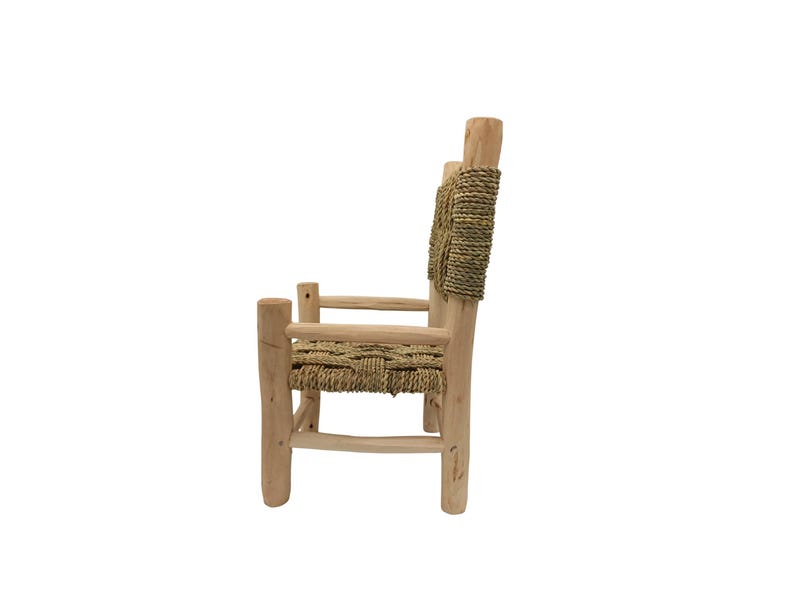 Handcrafted Wooden Kids Armchair with Woven Cord Seat & Backrest AZRIVA
