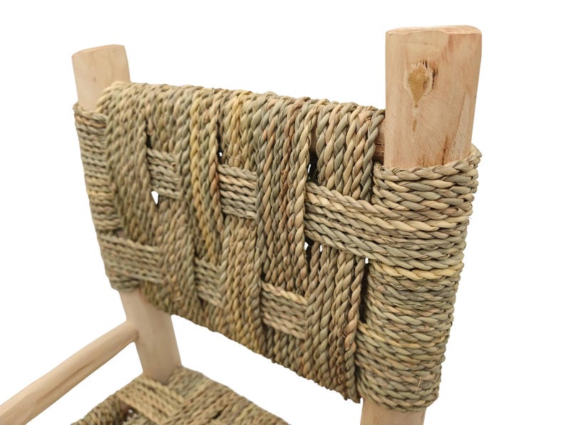 Handcrafted Wooden Kids Armchair with Woven Cord Seat & Backrest AZRIVA
