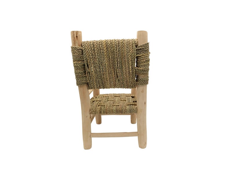 Handcrafted Wooden Kids Armchair with Woven Cord Seat & Backrest AZRIVA