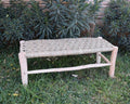 Handcrafted Eucalyptus Wood Bench Lounge with Natural Palm Leaf Weave AZRIVA