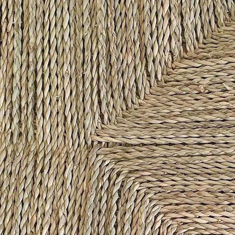 Handcrafted Eucalyptus Wood Bench with Woven Natural Palm Leaf Seat AZRIVA
