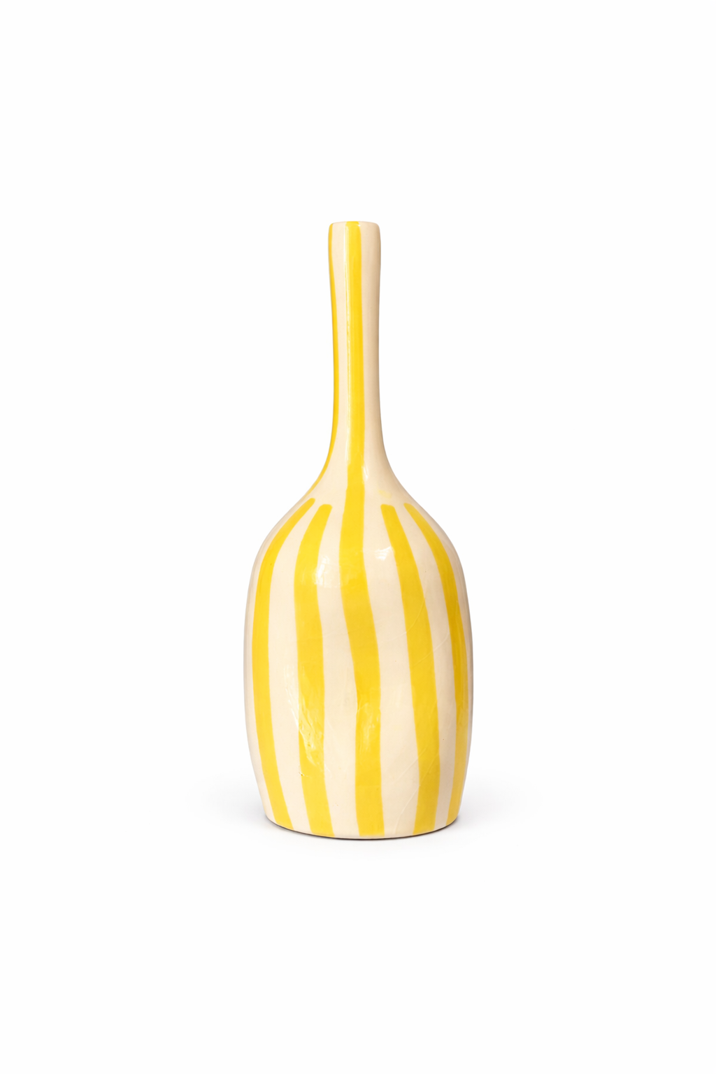 Yellow Striped Hollow Handcrafted Bottle Vase AZRIVA