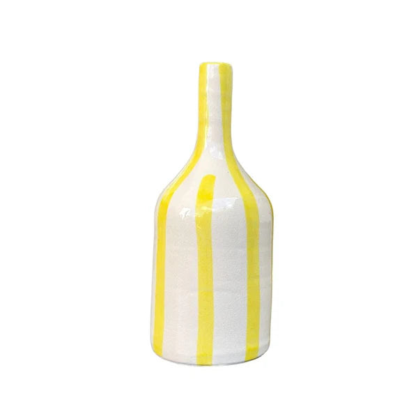 Yellow Striped Handcrafted Bottle Vase AZRIVA