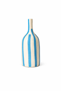 Sky Blue Striped Handcrafted Bottle Vase AZRIVA