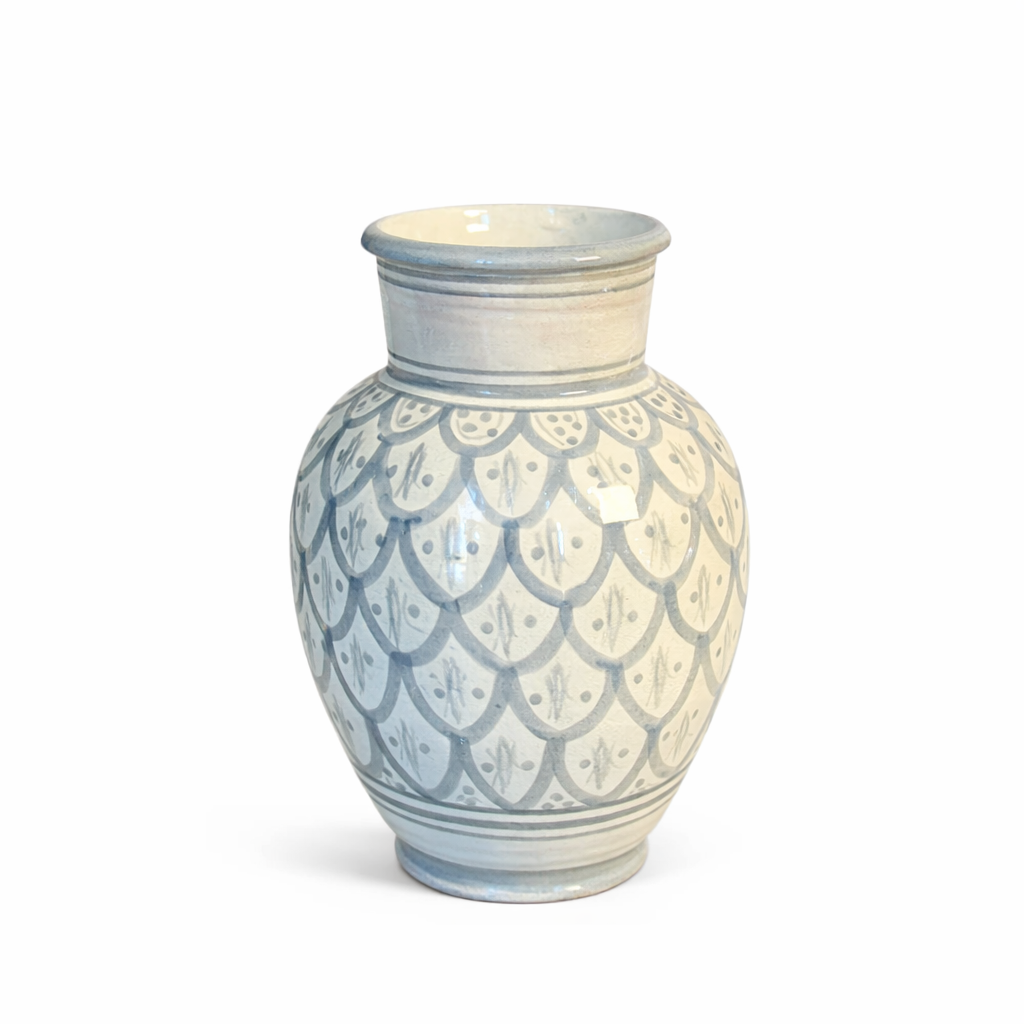 Kasbah Tazarine Handcrafted Rounded Vase – Grey & Black AZRIVA