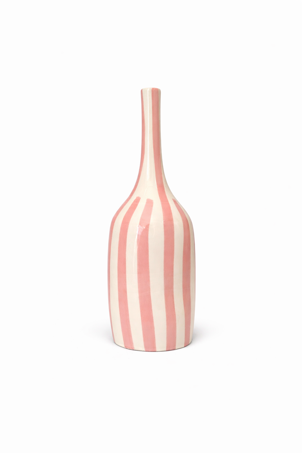Pink Striped Handcrafted Bottle Vase AZRIVA