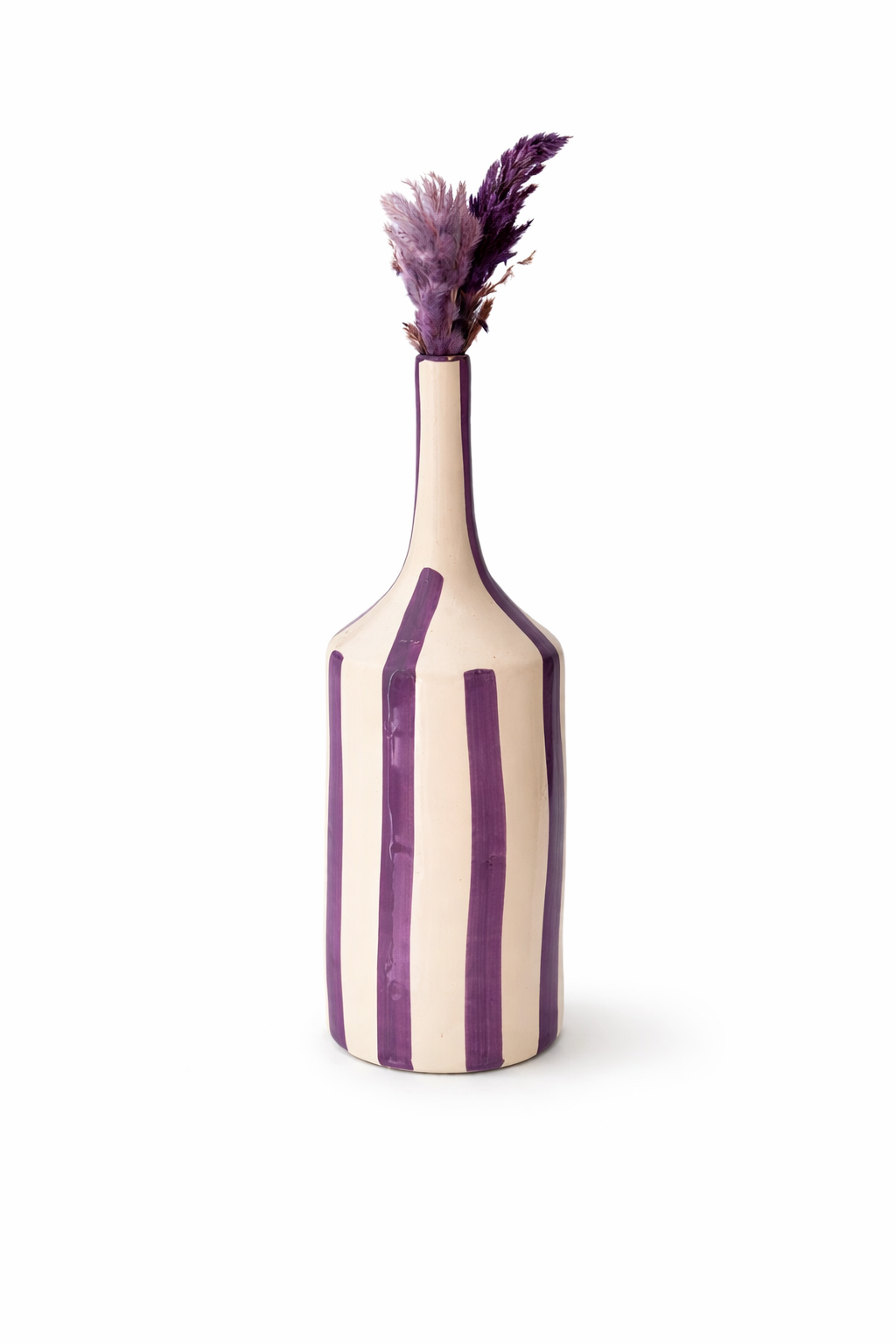 Purple Striped Handcrafted Bottle Vase AZRIVA