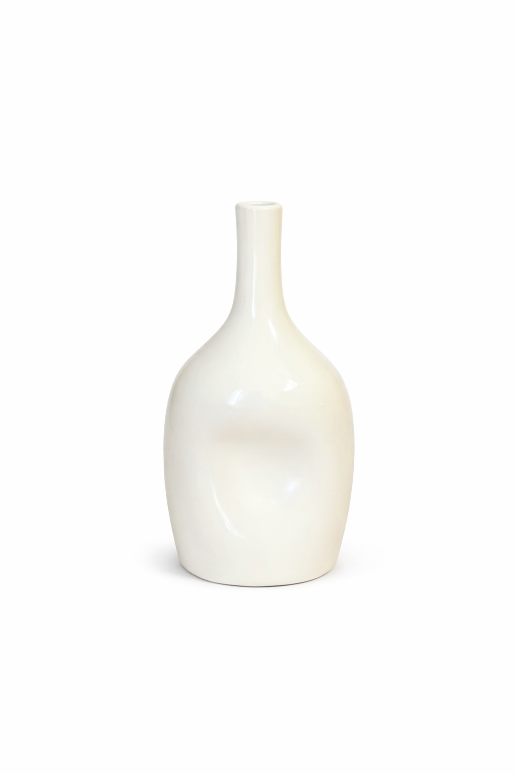 Medium Cream Handcrafted Bottle Vase AZRIVA
