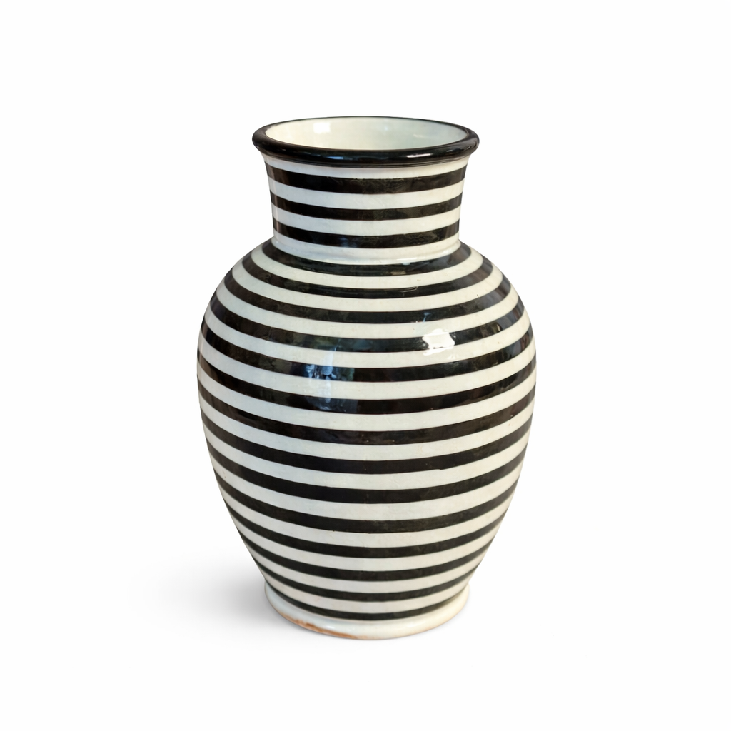 Handcrafted Black Striped Kasbah Ceramic Vase
