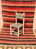 Handcrafted Moroccan Laurel Wood Chair with Palm Leaf & Boucherouite Weave AZRIVA
