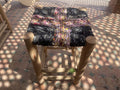 Handcrafted Moroccan Laurel Wood Stool with Woven Boucherouite Seat AZRIVA