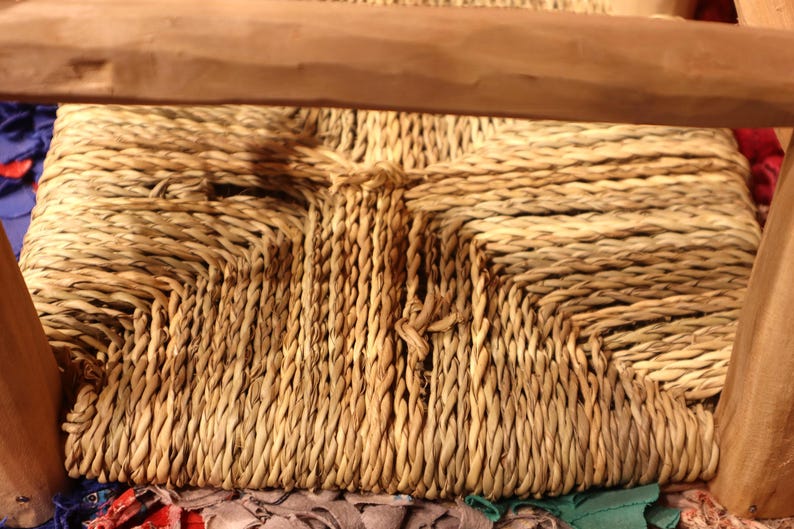 Handcrafted Minimalist Solid Wood Stool with Woven Rope Seat AZRIVA