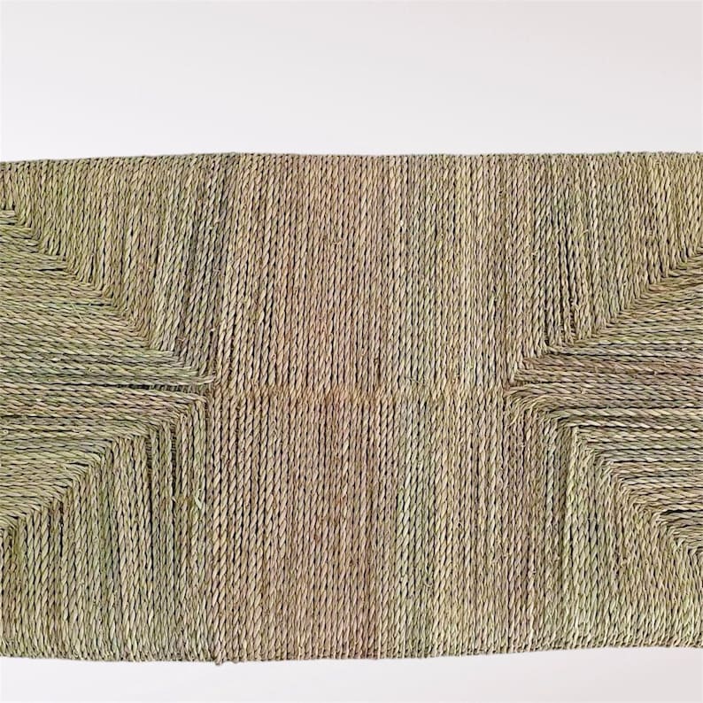 Handcrafted Moroccan Wooden Bench with Natural Palm Leaf Weave AZRIVA
