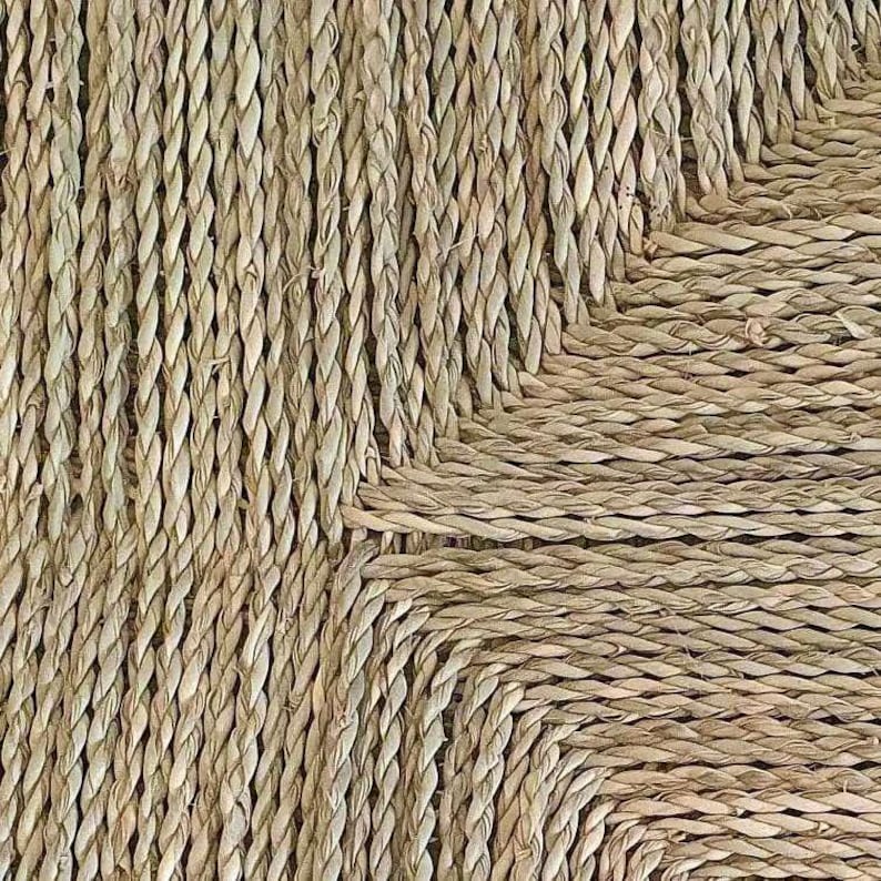 Handcrafted Moroccan Wooden Bench with Natural Palm Leaf Weave AZRIVA