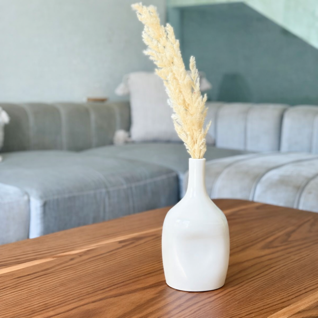Medium Cream Handcrafted Bottle Vase AZRIVA