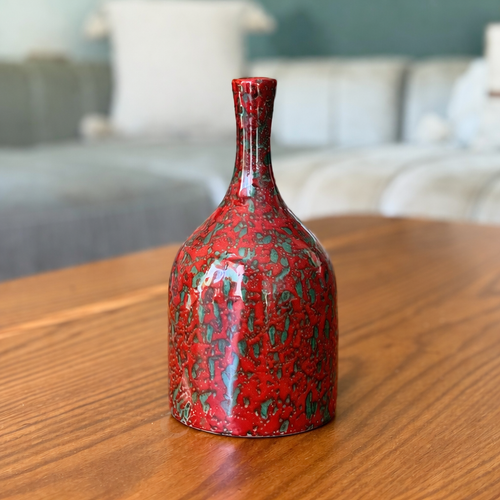 Asif Medium Speckled Burgundy Bottle Vase AZRIVA