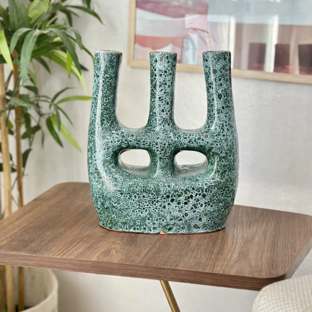 Afous Handcrafted Black & Blue Vase AZRIVA