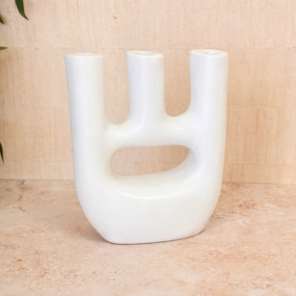 Afous White Handcrafted Ceramic Vase AZRIVA