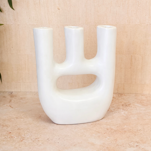 Afous White Handcrafted Ceramic Vase AZRIVA