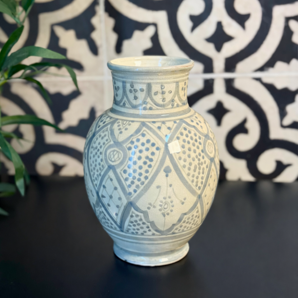 Handcrafted Kasbah Geometric Painted Ceramic Vase