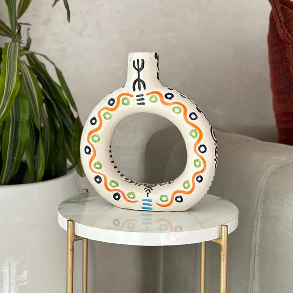 Tafoukt Amazigh Batul Handcrafted Donut Vase AZRIVA