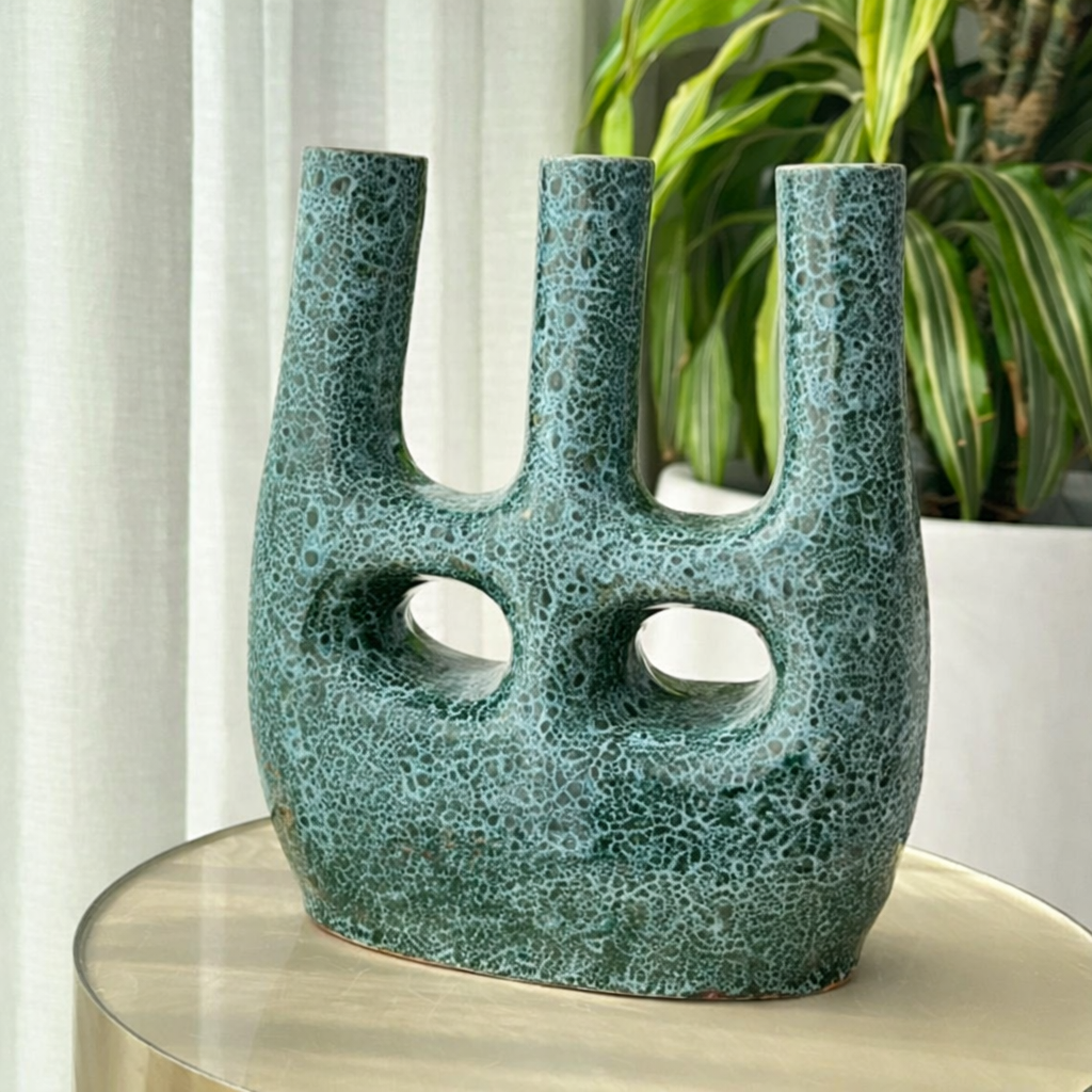 Afous Handcrafted Black & Blue Vase AZRIVA