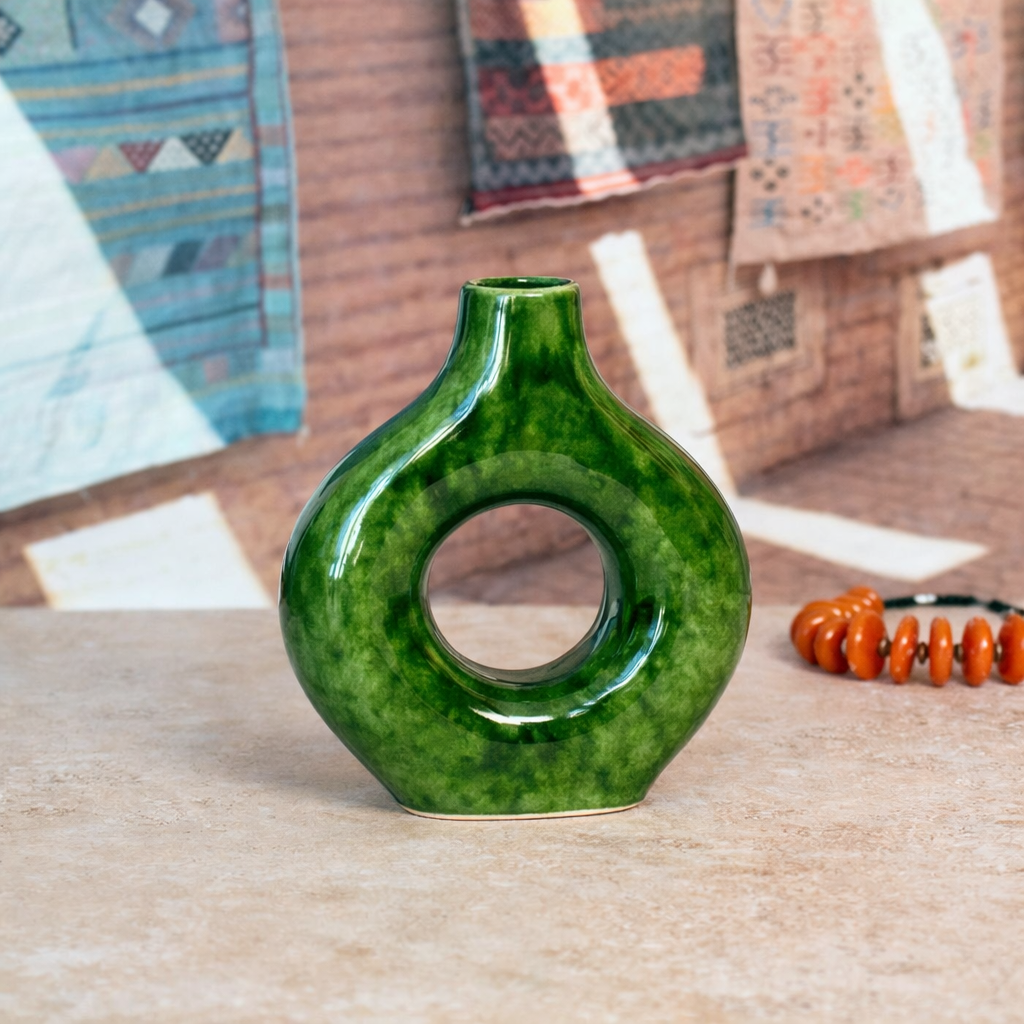 Tafoukt Glazed Terracotta Vase AZRIVA