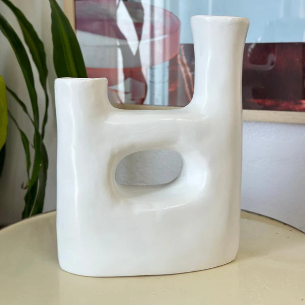 Handcrafted Taddart Double-Opening Matte Ceramic Vase