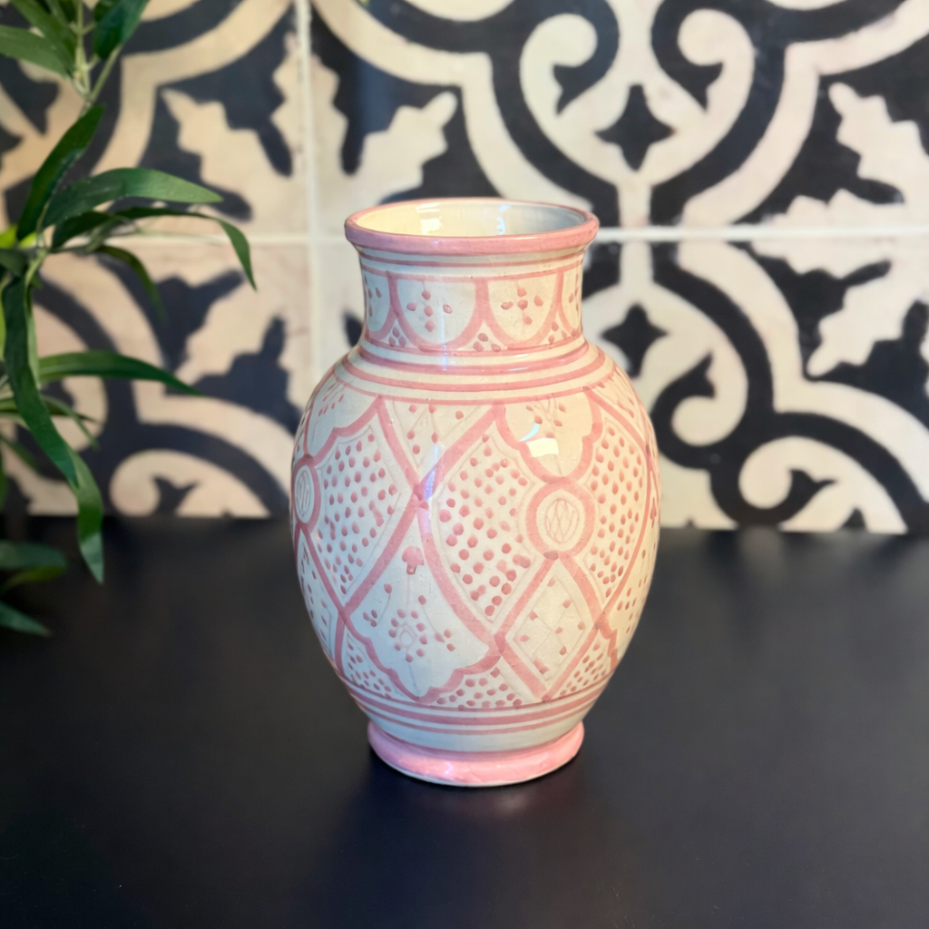 Handcrafted Kasbah Geometric Painted Ceramic Vase