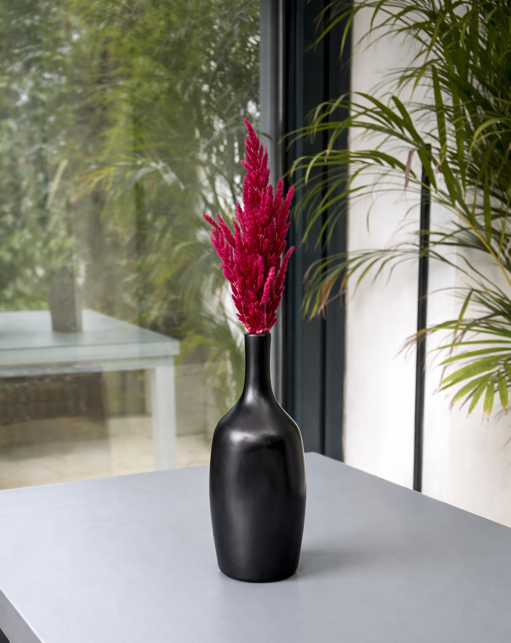 Large Black Matte Handcrafted Bottle Vase AZRIVA