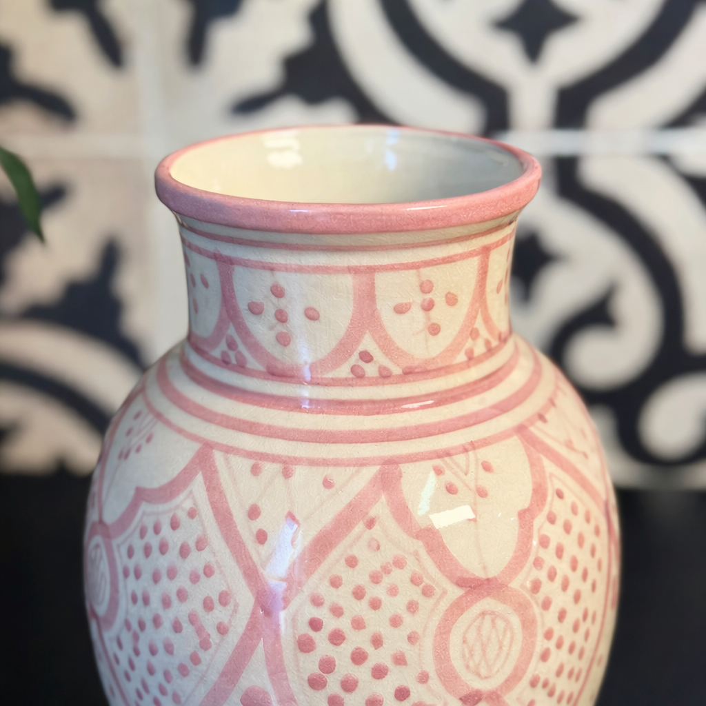 Handcrafted Kasbah Geometric Painted Ceramic Vase