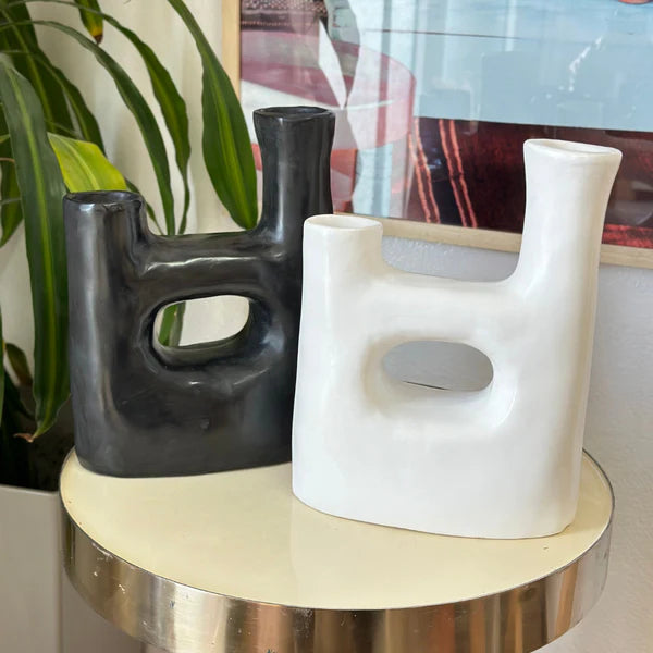 Handcrafted Taddart Double-Opening Matte Ceramic Vase