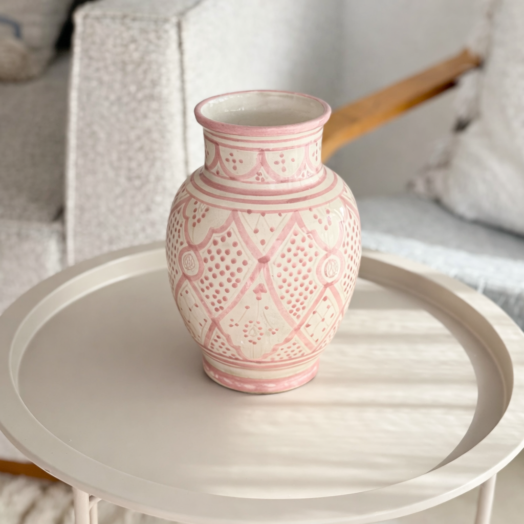 Handcrafted Kasbah Geometric Painted Ceramic Vase