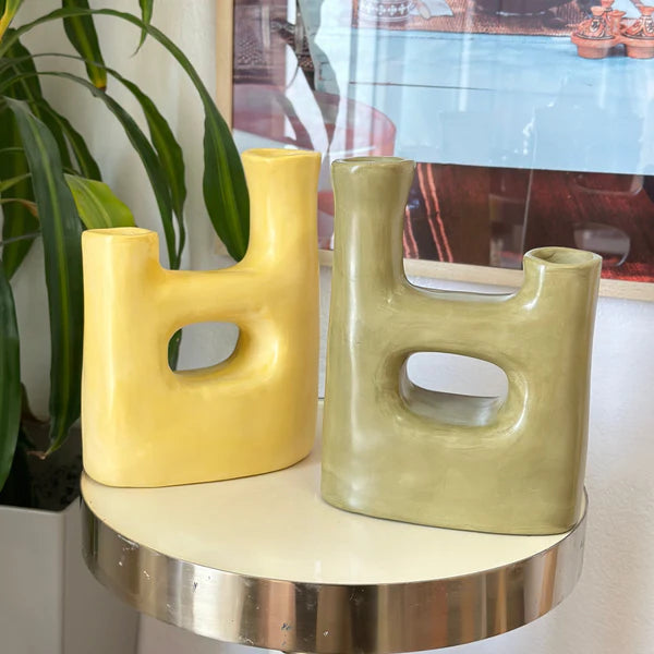Handcrafted Taddart Double-Opening Matte Ceramic Vase