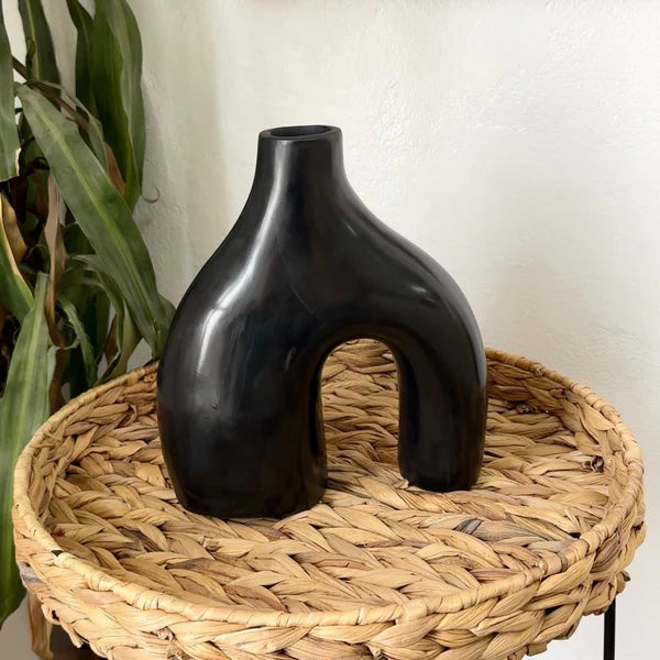 Azul Matte Handcrafted Openwork Ceramic Vase AZRIVA