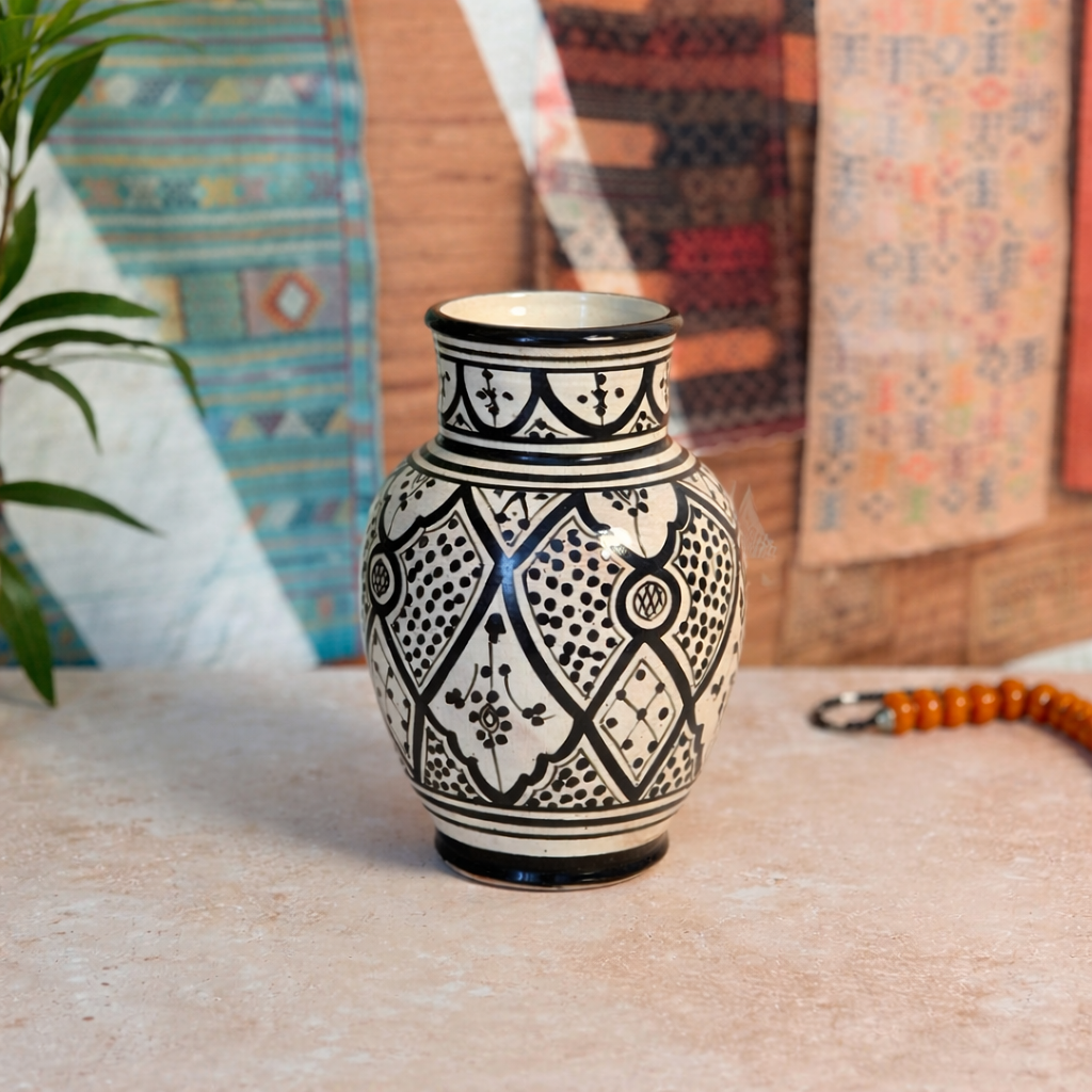 Handcrafted Kasbah Geometric Painted Ceramic Vase