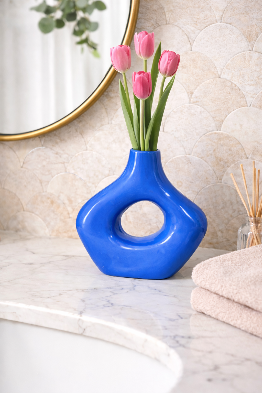 Targa Majorelle Blue Handcrafted Openwork Vase AZRIVA