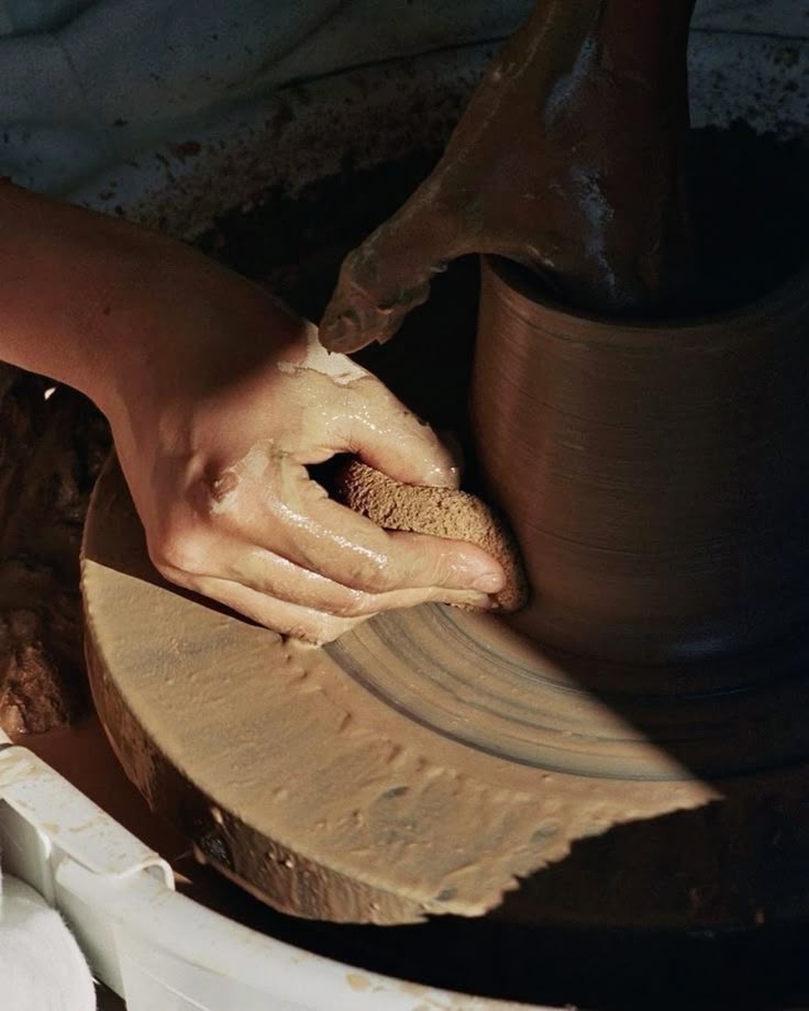 Natural clay shaped on the potter’s wheel