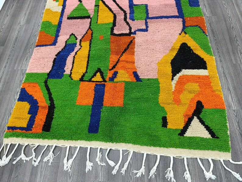 Grand Tapis Berbère Marocain Fait Main 250 × 150 cm – Artisanat Traditionnel IZRI